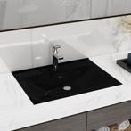 vidaXL Wastafel met kraangat 60x46 cm keramiek matzwart, Doe-het-zelf en Verbouw, Sanitair, Verzenden, Nieuw