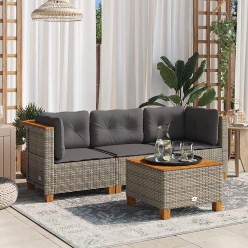 vidaXL Tuinbank 3-zits met kussens poly rattan grijs, Tuin en Terras, Tuinsets en Loungesets, Nieuw, Rotan, Verzenden
