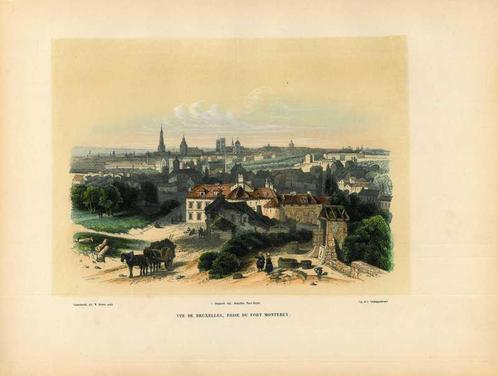 Zicht op Brussels, Antiek en Kunst, Kunst | Etsen en Gravures
