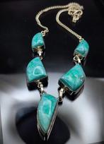 Geen reserveringsprijs Mooie Larimar 925 zilveren ketting -