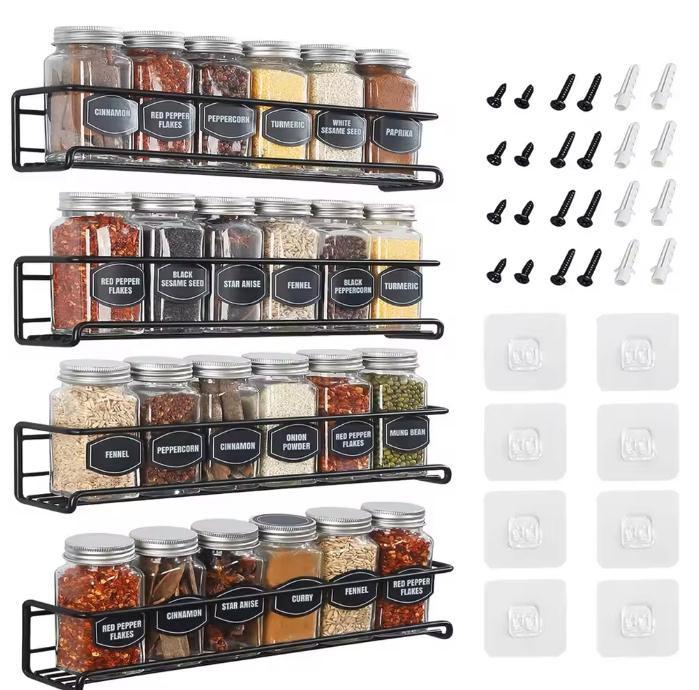 4x RVS Wandkruidenrek Zwart – Keuken Organizer Set, Huis en Inrichting, Keuken | Keukenelementen, Nieuw, Verzenden