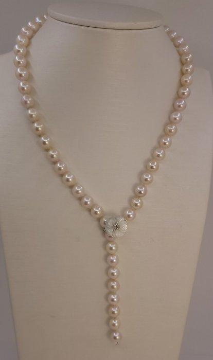 Halsketting 8x8,5mm heldere Akoya parels, Sieraden, Tassen en Uiterlijk, Kettingen