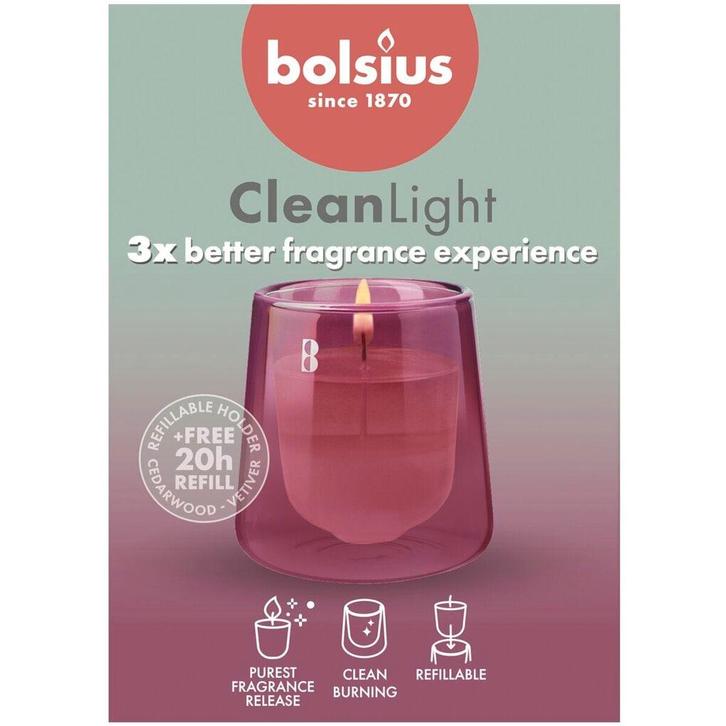Bolsius Cleanlight Cedarwood & Vetiver Starterkit, Huis en Inrichting, Woonaccessoires | Kandelaars en Kaarsen, Nieuw, Verzenden