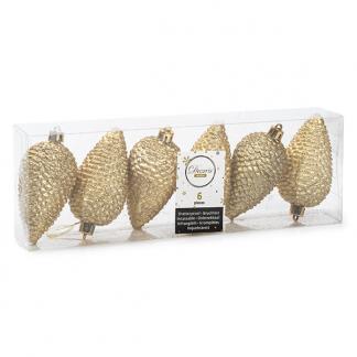 Dennenappel kerst ornament | Decoris | 6 stuks (Goud), Diversen, Kerst, Nieuw, Verzenden