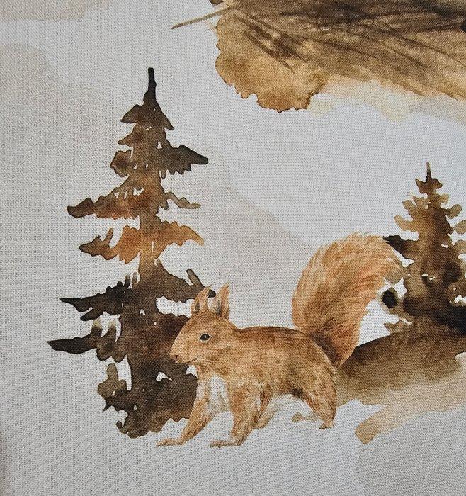 Linnen Montagne Paradijs met bosdieren - Natuurlijk, Antiek en Kunst, Antiek | Kleden en Textiel