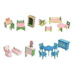 4 sets van delicate houten poppenhuis meubel kits voor po...