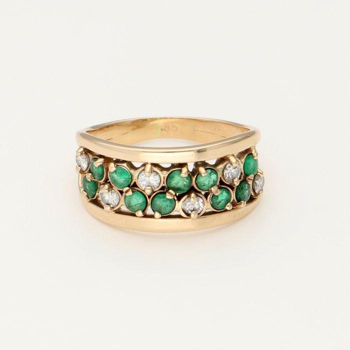 Ring - 14 karaat Geel goud Smaragd - Diamant, Sieraden, Tassen en Uiterlijk, Ringen