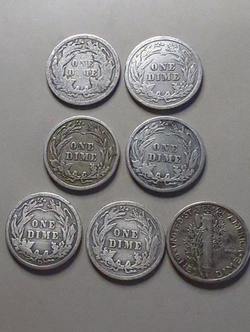 Verenigde Staten. 1 Dime 1874-1918/ Lot of 70- Silver, Postzegels en Munten, Munten | Europa | Niet-Euromunten