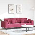 vidaXL Velours Bank met kussen met kussen Wijnrood 208 cm, Verzenden, Nieuw, Stof, Minder dan 150 cm