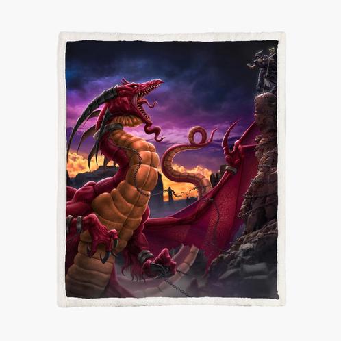 Fleecedeken - Unleashed - Dragon - 150x200cm, Huis en Inrichting, Woonaccessoires | Plaids en Woondekens, Nieuw, Ophalen of Verzenden