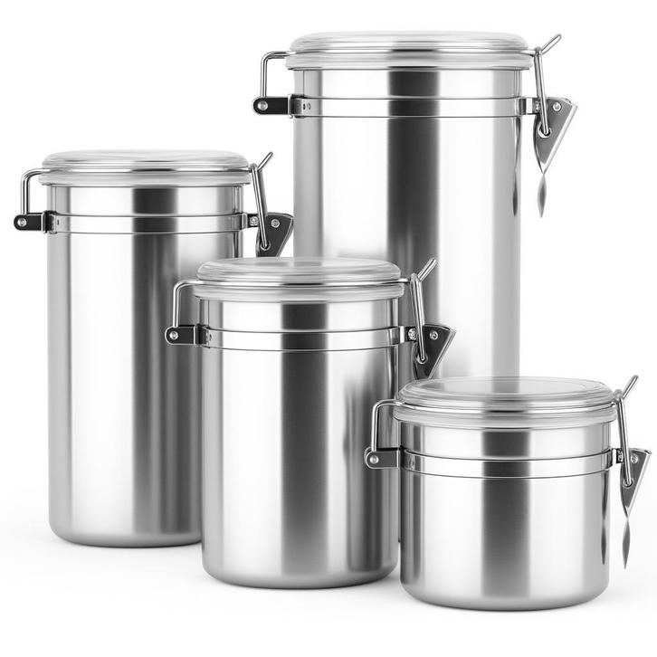 My Green Deal – RVS Voorraadbussen Set – 4-delige Luchtdicht, Huis en Inrichting, Keuken | Tupperware, Nieuw, Verzenden