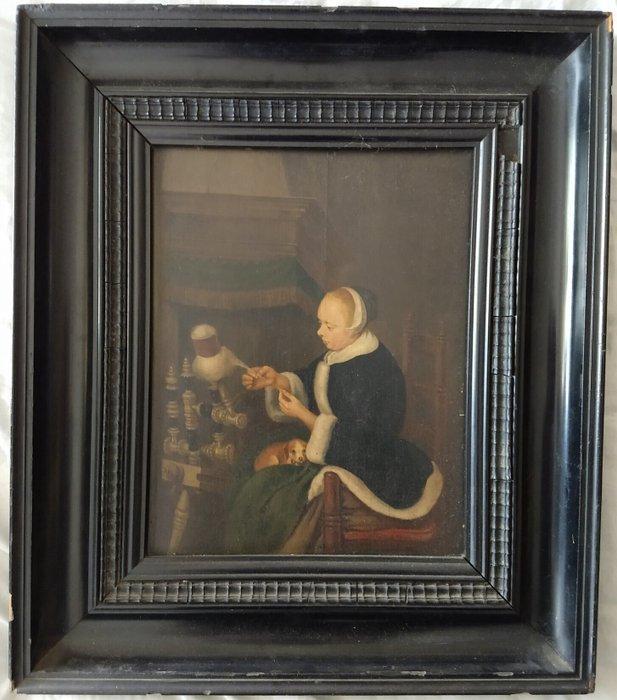 Gerard Ter Borch (1617-1681), After - De spinster, Antiek en Kunst, Kunst | Schilderijen | Klassiek
