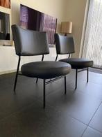 leren fauteuils met ronde vormen - zwart leer - Echt leer,, Huis en Inrichting, Fauteuils, Nieuw, Ophalen of Verzenden, 50 tot 75 cm