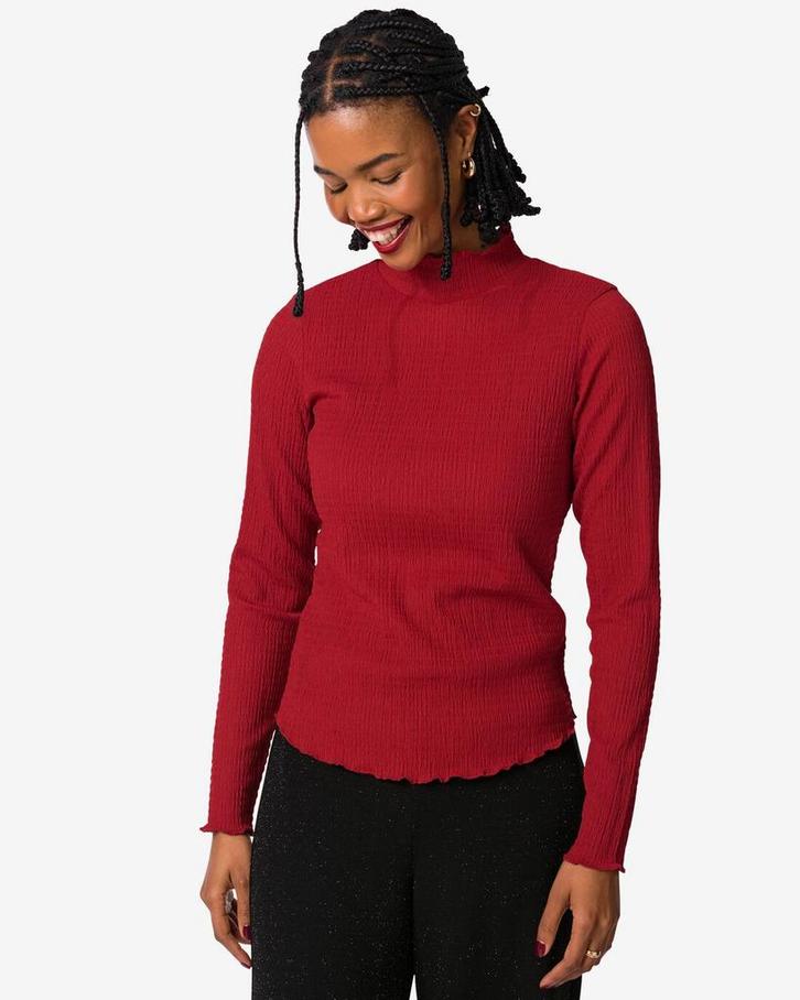 HEMA Dames top Dewi crinkle rood, Kleding | Dames, Overige Dameskleding, Nieuw, Verzenden