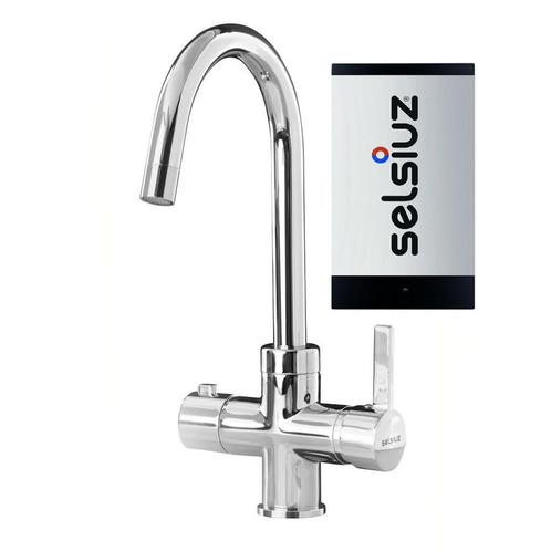Kokendwaterkraan Selsiuz Inclusief Single Boiler Rond Chroom, Doe-het-zelf en Verbouw, Sanitair, Kraan, Nieuw, Chroom, Ophalen of Verzenden