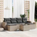 vidaXL 7-delige Loungeset met kussens poly rattan lichtgrijs, Tuin en Terras, Tuinsets en Loungesets, Verzenden, Nieuw, Rotan