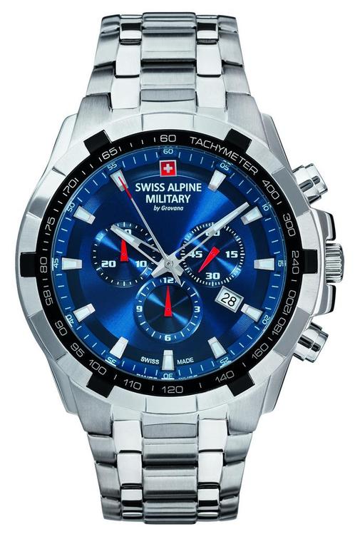 Swiss Alpine Military 7043.9235 heren horloge 46 mm, Sieraden, Tassen en Uiterlijk, Horloges | Heren, Staal, Nieuw, Staal, Overige merken