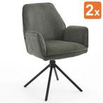 Draaistoelen | Stof/Metaal | Groen | Zwarte Poten | Indoor |, Verzenden, Nieuw in verpakking