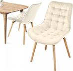 Eetkamerstoelen - Set van 2 - Fluweel - Creme - MIADOMODO®, Verzenden, Zo goed als nieuw