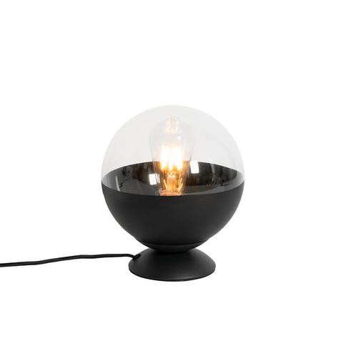 Retro tafellamp zwart met helder glas - Eclipse, Huis en Inrichting, Lampen | Tafellampen, Nieuw, Glas, Minder dan 50 cm