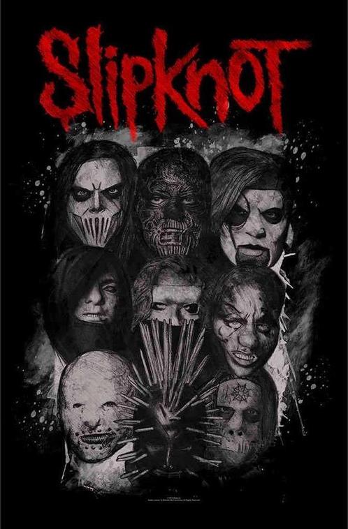 Slipknot - Masks - Textielposter officiële merchandise, Verzamelen, Muziek, Artiesten en Beroemdheden, Poster, Artwork of Schilderij