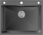 Spoelbak - Wasbak - Keuken - Graniet - 60x49 cm - Zwart - Au, Huis en Inrichting, Keuken | Keukenelementen, Verzenden, Zo goed als nieuw