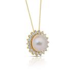 Ketting met hanger - 18 karaat Geel goud - 1.67ct. tw. Parel, Sieraden, Tassen en Uiterlijk, Antieke sieraden