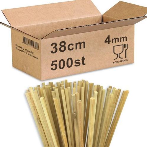 Vierkante bamboe stokjes 38cm 4mm vierkant Foodgrade  500 st, Zakelijke goederen, Horeca | Food, Overige typen, Ophalen of Verzenden