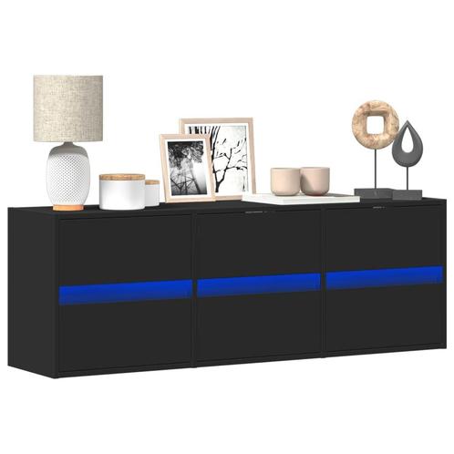 vidaXL Tv-wandmeubel met LED-verlichting 130x31x45 cm zwart, Huis en Inrichting, Kasten | Televisiemeubels, Nieuw, Overige houtsoorten