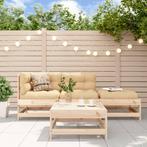 vidaXL 4-delige Loungeset met kussens massief hout, Tuin en Terras, 4 zitplaatsen, Verzenden, Nieuw, Loungeset
