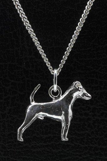 Zilveren Fox terrier gladhaar met staart ketting hanger -..., Sieraden, Tassen en Uiterlijk, Kettinghangers, Verzenden