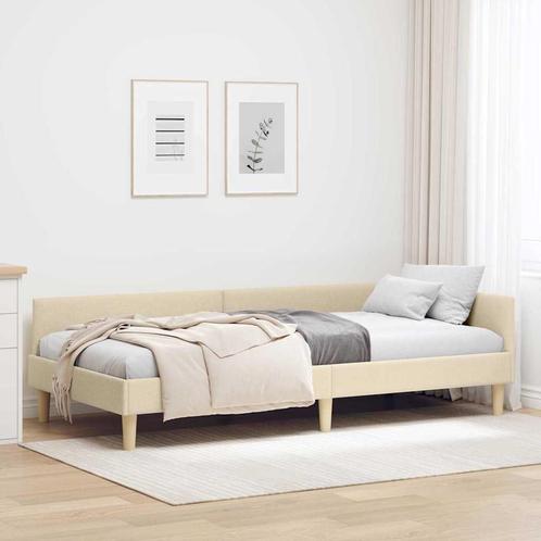vidaXL Hoek Bed Frame Crème 80 x 200 cm Stof en Geengineerd, Huis en Inrichting, Slaapkamer | Bedden, Crème, Nieuw, Verzenden