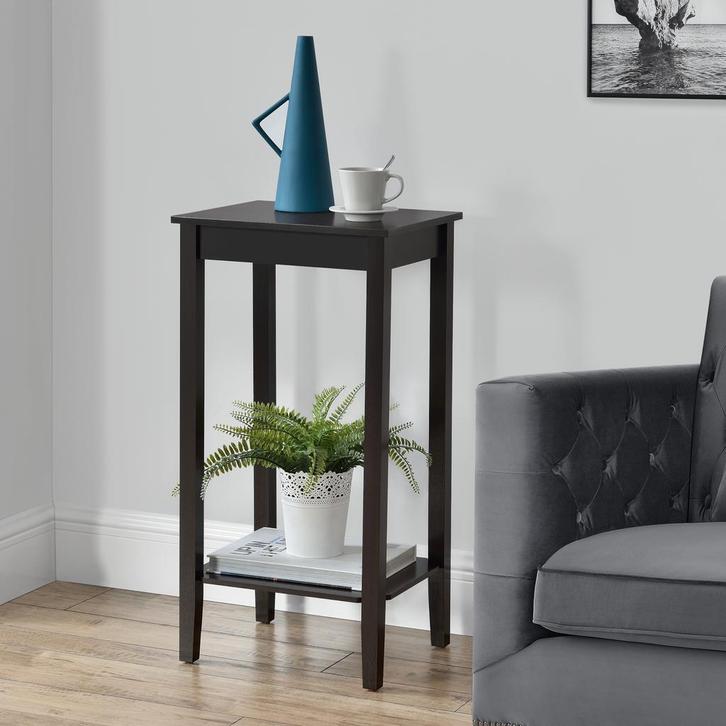 Bijzettafel Thun met plank MDF 38x30x74 cm donkerbruin, Huis en Inrichting, Tafels | Bijzettafels, Verzenden