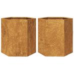 Plantenbakken 2 st zeshoek 46x40x45 cm cortenstaal (Overige), Huis en Inrichting, Verzenden, Nieuw