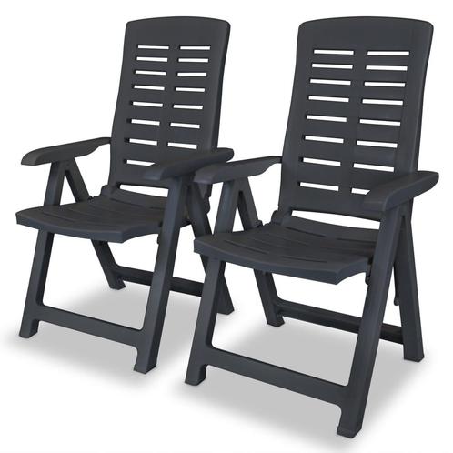 vidaXL Tuinstoelen 2 st verstelbaar kunststof, Tuin en Terras, Tuinstoelen, Nieuw, Kunststof, Verzenden