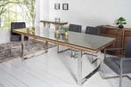 Massieve eettafel BARRACUDA 200cm antiek teakhout met stalen, Huis en Inrichting, Tafels | Eettafels, Ophalen of Verzenden, Nieuw