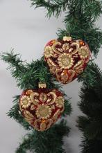 Kerstballen Barock hart kerstornament met goud (2) - Glas, Diversen, Kerst, Nieuw