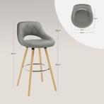 WOLTU 2 Barkrukken - Barstoelen - Houten frame - Grijs, Huis en Inrichting, Verzenden, Nieuw