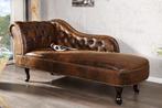 Chaise longue Chesterfield in antieke bruine uitstraling/