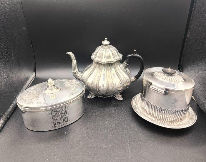 Shaw & Fisher,HJ Linton - Theepot - Sheffield, zilverkleurig, Antiek en Kunst, Antiek | Meubels | Tafels