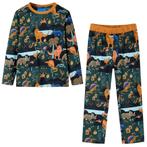 vidaXL Kinderpyjama met lange mouwen 104 donkergroen, Verzenden, Nieuw
