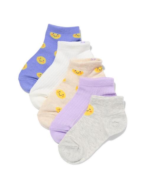 HEMA Kinder enkelsokken gezichtjes - 5 paar lila, Kinderen en Baby's, Kinderkleding | Overige, Nieuw, Verzenden