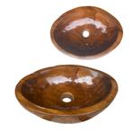 Wastafel | Wasbak | Ovaal | Teakhout | 40x30x12cm | Bruin, Doe-het-zelf en Verbouw, Verzenden, Nieuw, Wastafel