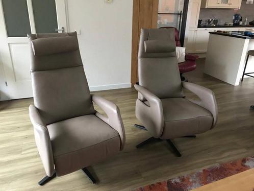 leren relaxfauteuils met desgin armleuning - bruin leer - E, Huis en Inrichting, Fauteuils, 75 tot 100 cm, Nieuw, 50 tot 75 cm