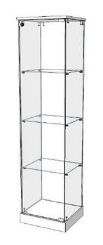 ITALIAANSE GLOSSY WIT VITRINEKAST OP WIELEN S-VSE-001