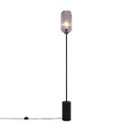 Art Deco vloerlamp zwart met smoke glas - Rid, Nieuw, Glas, Art Deco, 150 tot 200 cm