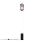 Art Deco vloerlamp zwart met smoke glas - Rid, Nieuw, Glas, 150 tot 200 cm, Art Deco