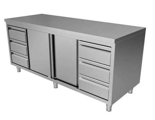 Unninox RVS Werktafel | 3L+3r Laden En Schuifdeuren 1/1 GN |, Zakelijke goederen, Horeca | Keukenapparatuur, Nieuw in verpakking