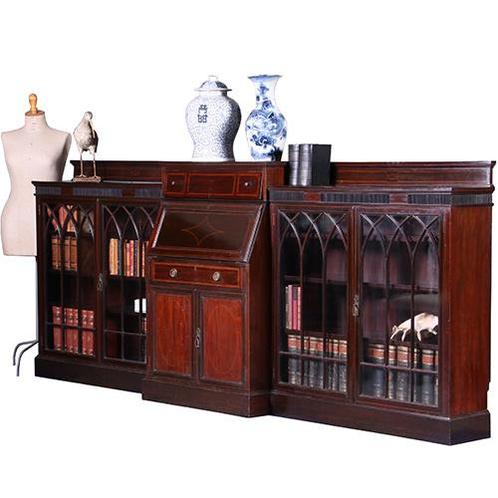 Een bijna 3 m lange lage boekenkast met secretaire 1910  Map, Antiek en Kunst, Antiek | Kantoor en Zakelijk, Ophalen of Verzenden
