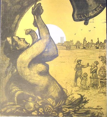 Het plan van de arbeid op spotprent (lijst optie, Lithos), Antiek en Kunst, Kunst | Litho's en Zeefdrukken, Verzenden